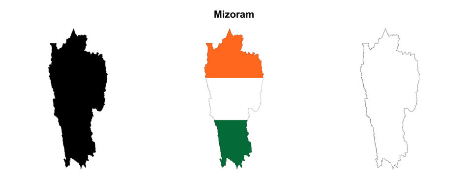 Transparent Mizoram outline map set