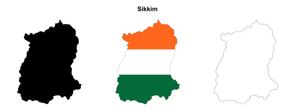 Transparent Sikkim outline map set