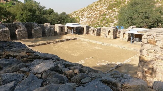 mohra muradu taxila pakistan monastery courtyard showing central pond used by buddhist monks
