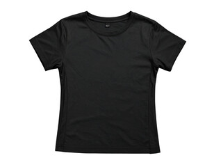 Naklejka premium Flat Lay Black Women’s Crop Top Tee Mockup with Round Neck and Side Seams, Transparen