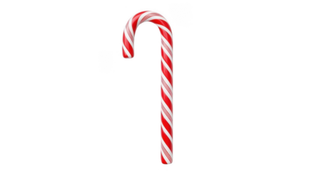 Red and white striped candy cane isolated on transparent background, png