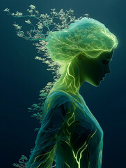 Symbolic visuals showing harmony between humans and nature. Hands holding plants, earth, or trees as metaphors for environmental care and sustainability.