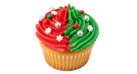 Christmas cupcake isolated on transparent background, png