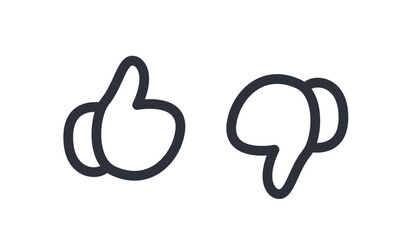 Thumbs Up and Thumbs Down Icons Set. Like and Dislike Symbol for Rating and Feedback.