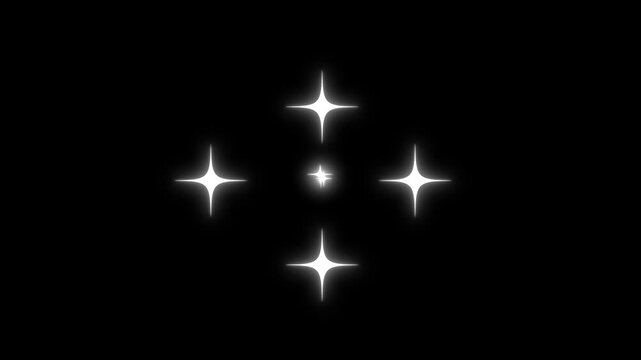 Bright twinkle star sparkle animation,doodle cartoon twinkling stars with glitter burst effect,Twinkle Sparkling stars Shine animation, shining sparkle motion on black background.4K