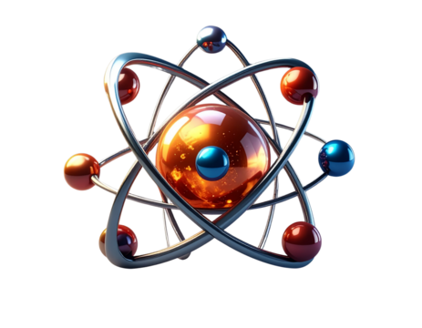 3d illustration model of an atom with nucleus electron