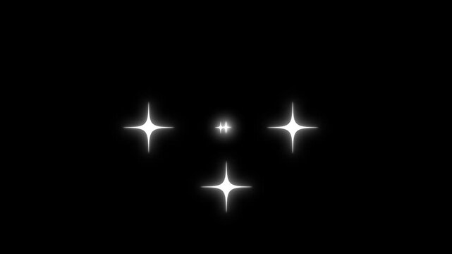 Bright twinkle star sparkle animation,doodle cartoon twinkling stars with glitter burst effect,Twinkle Sparkling stars Shine animation, shining sparkle motion on black background.4K