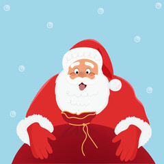Flat vector illustration in children's style. Cute Santa Claus