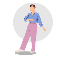 Beautiful young business woman vector illustration on white background.