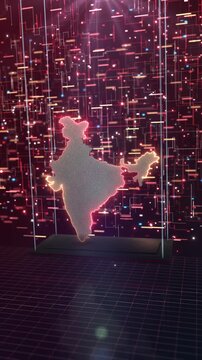 Futuristic Digital India country. Data Technology Globe on India Country data background. business exchange, hi-tech artificial intelligence AI interface science technology economy finance currency