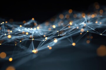 Abstract Digital Network Connections Glowing Orange Dots
