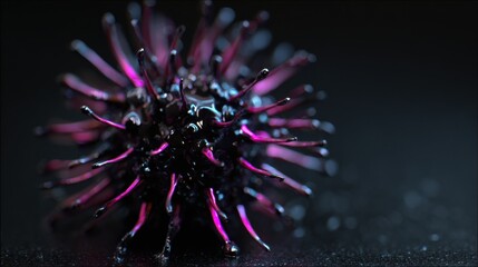 Abstract Glowing Virus Particle on Dark Scientific Background