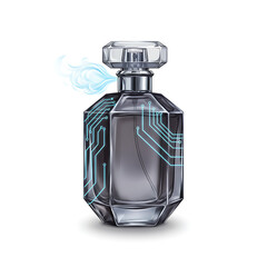 A bottle of modern and very fragrant perfume.