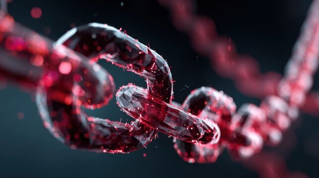 Abstract Red Glowing Digital Network Chain Connection