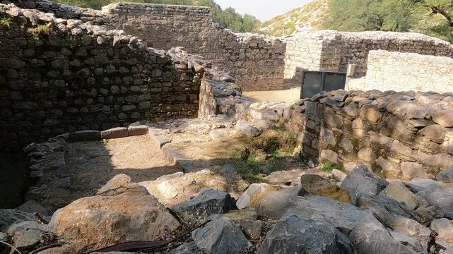 mohra muradu taxila pakistan ancient monastery kitchen showing stone sink and assembly hall area