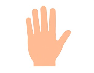 A flat, stylized illustration of a human hand, palm-facing the viewer, with fingers extended. Skin tone