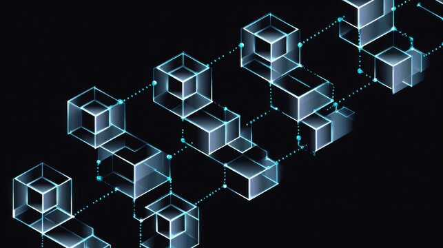 Digital Network Data Connection with Glowing Cubes