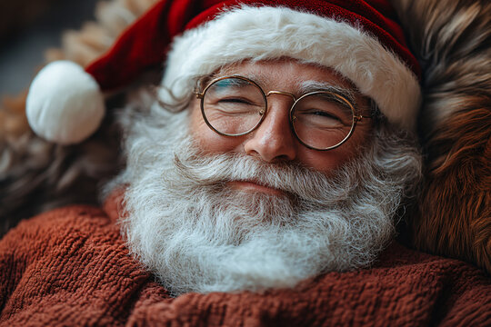  Intimate Portrait of Santa Claus Winking with Hat and White Beard
