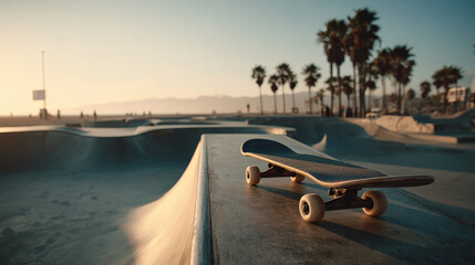 skate in skatepark at sunset
