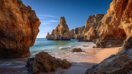 rocky beach in summer