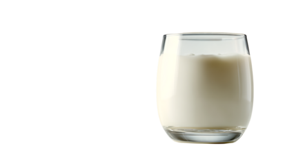 Glass of fresh white milk on transparent background for healthy beverage concept