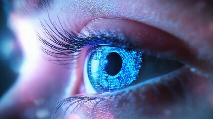 Human eye perceiving digital data with advanced augmented reality - Powered by Adobe
