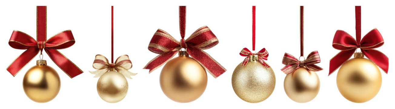 Fototapeta PNG Elegant gold ornaments with ribbons, element set on transparent background