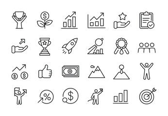 Fototapeta premium Business growth success achievement finance icons