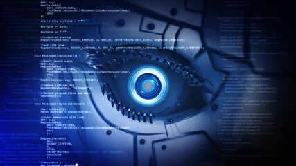 Futuristic ai powered robotic eye glowing high tech digital art sci-fi environment intricate advanced technology concept. Technology, innovation, cybersecurity, futuristic, data, virtual 3D 4K - Powered by Adobe