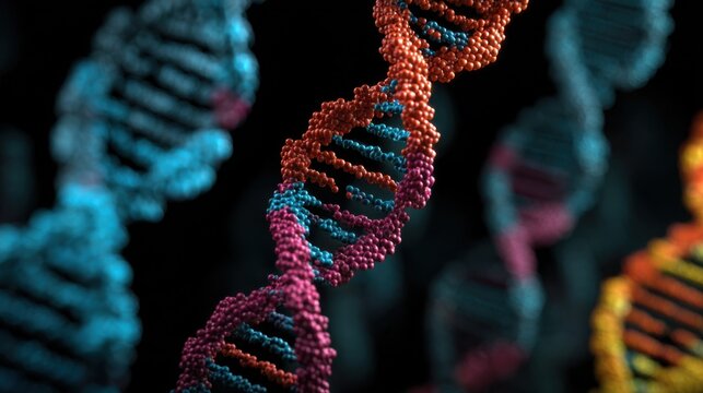 Vibrant DNA double helix genetic structure scientific biology - Powered by Adobe