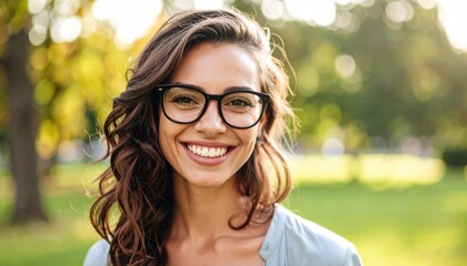 Young Woman in Glasses at a Park