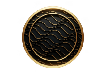 Golden Waves Inside Elegant Circles on Deep Black Background