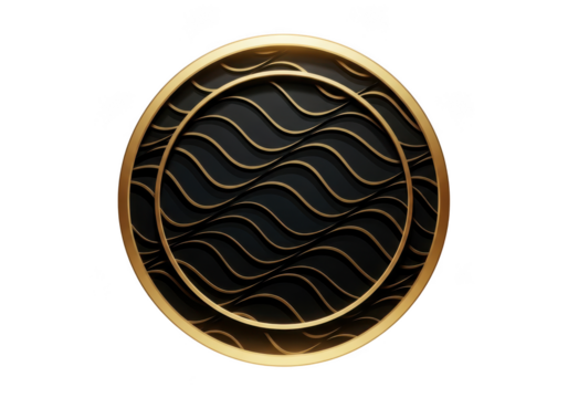 Golden Waves Inside Elegant Circles on Deep Black Background