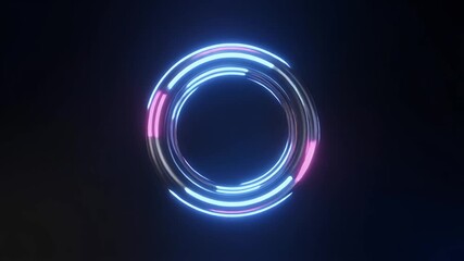 Futuristic Data Rings Spinning Abstract Neon Light HUD Element Background - Powered by Adobe