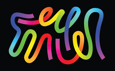Vibrant multicolor abstract ribbon lines on a black background