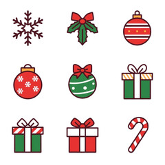 Set 3x3 icons of christmas vibe 