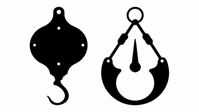 Silhouette illustration showcasing two distinct antique scales against a white background design element