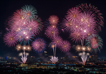 Obraz premium fireworks in the city