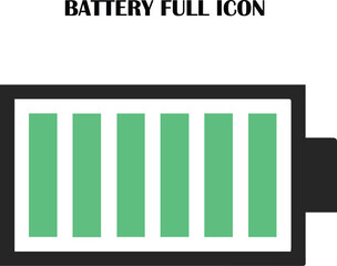 Battery Full Vector Icon Showing 100% Charge Level – Energy, Power, Technology Symbol for Apps and UI Design