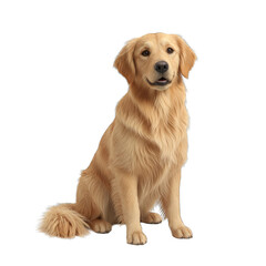 Fototapeta premium Golden Retriever Dog Sitting Gracefully Isolated on a Transparent Background Capturing a Friendly and Alert Expression