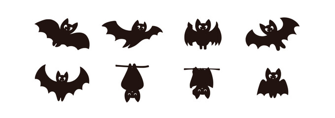 Collection of halloween silhouettes black vector graphics for festive designs scalable eps file silhouette vector illustration white background. Vector illustration.