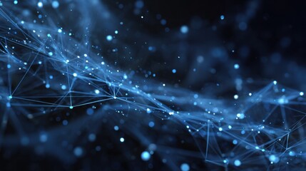 Digital network connection background with glowing blue particles