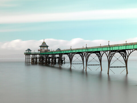 Very long exposure.  Clevedon pier isolated against a milky sea.