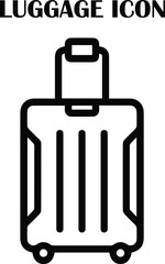 Suitcase luggage vector icon representing travel, vacation, tourism, airport check-in, and transport services. Clean and minimal design for UI, web, and graphic projects