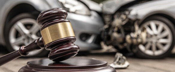 The Gavel Symbolizing Legal Judgment Over a Car Accident Claim and Liability Dispute
