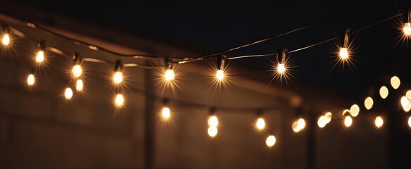 The String Lights Casting Warm Bokeh Glow Over a Cozy Outdoor Evening Setting