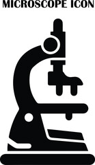 Microscope vector icon in clean modern style, representing science, research, analysis, biology and laboratory equipment. Perfect for medical and scientific projects