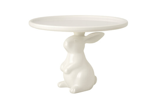 White ceramic bunny cake stand for easter concept