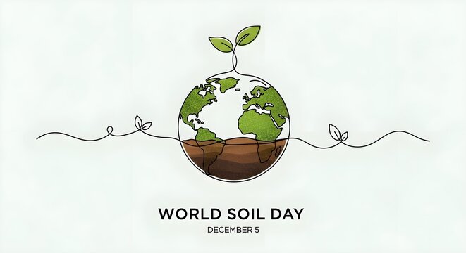 Green sprout growing from a healthy earth in a soil pot celebrating world soil day