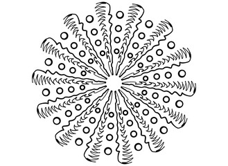 Coloring page mandala outline drawing for art therapy and meditation. Circular ornament